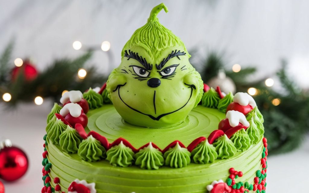 Christmas Grinch Cake, Grinch-themed Cake, Holiday Grinch Cake, Grinch Dessert