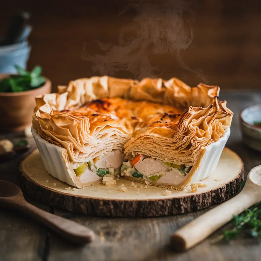 Chicken Pot Pie in Phyllo Pastry