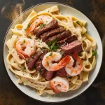 Blackened Steak and Shrimp Alfredo Recipe – Creamy, Spicy, and Flavor-Packed!