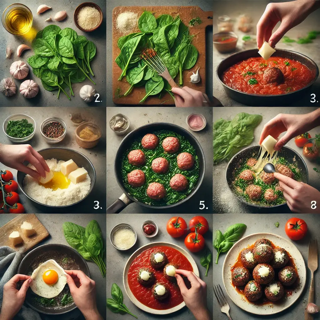 Spinach Garlic Meatballs Stuffed with Mozzarella: A Cheesy, Healthy Delight