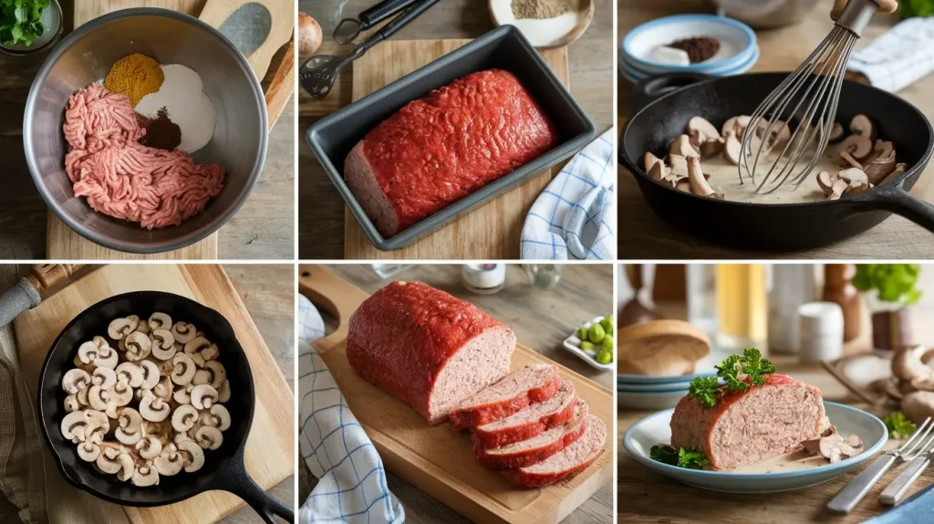 Chicken Cordon Bleu Meatloaf with Creamy Mushroom Sauce: A Savory Delight 🍗🍄