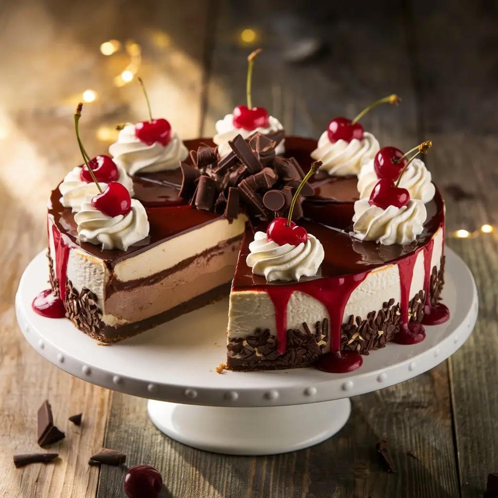 Black Forest Cheesecake Recipe: Decadent Dessert with Rich Chocolate & Cherries