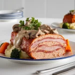 Chicken Cordon Bleu Meatloaf with Creamy Mushroom Sauce – A Delicious Twist on a Classic Recipe