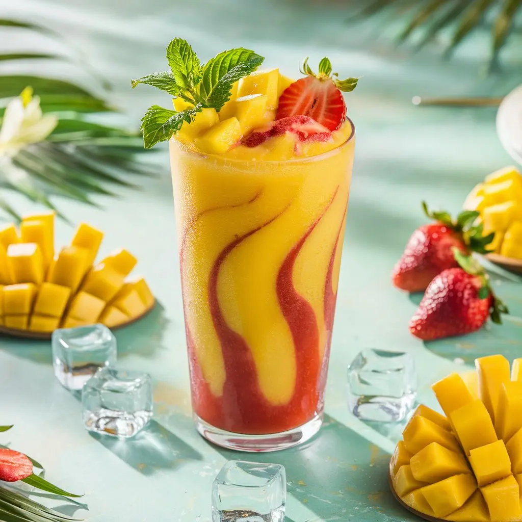 Fresh Mango Strawberry Swirled Slushies Recipe: Refreshing, Easy, and Healthy Summer Drink 🍹