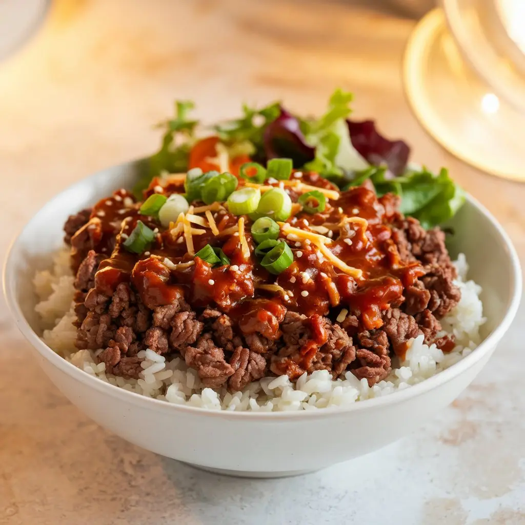 White Rice with Ground Beef and Barbecue Sauce Recipe | Quick & Flavorful Dinner Idea