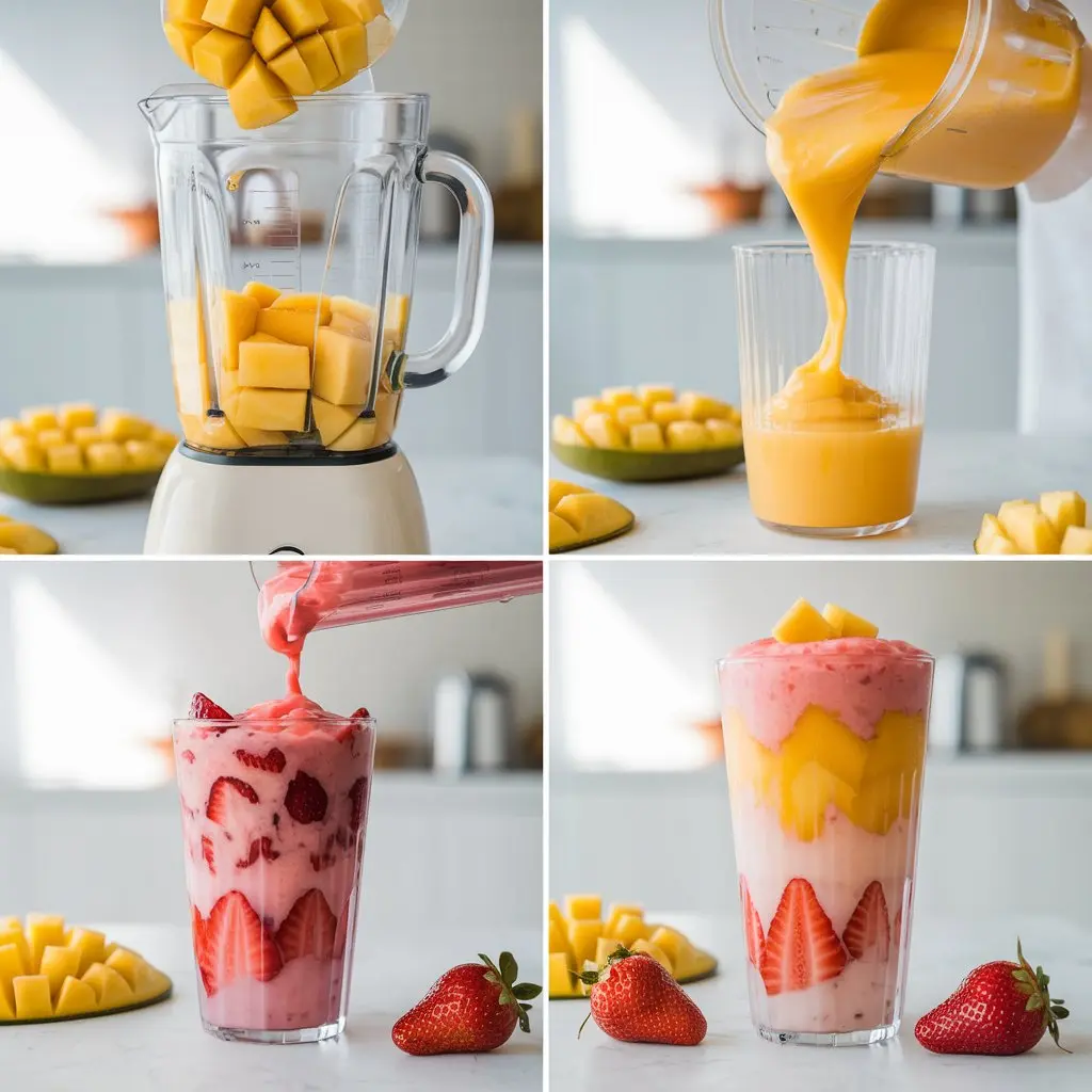 Fresh Mango Strawberry Swirled Slushies Recipe: Refreshing, Easy, and Healthy Summer Drink 🍹